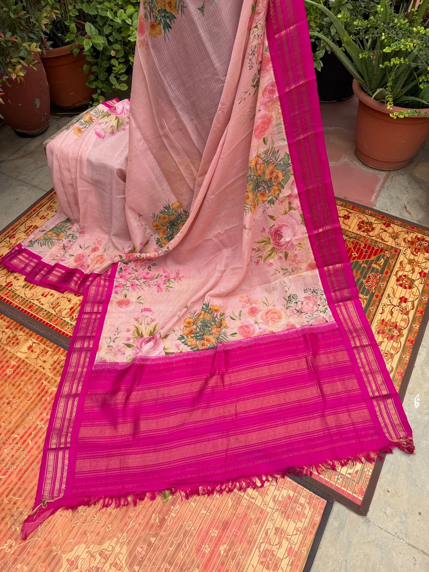 Gadwal cotton with digital print saree