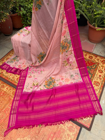 Gadwal cotton with digital print saree