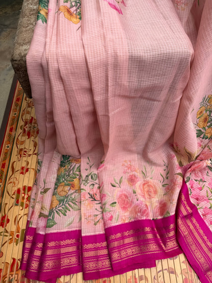 Gadwal cotton with digital print saree