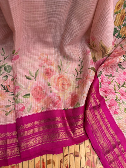 Gadwal cotton with digital print saree