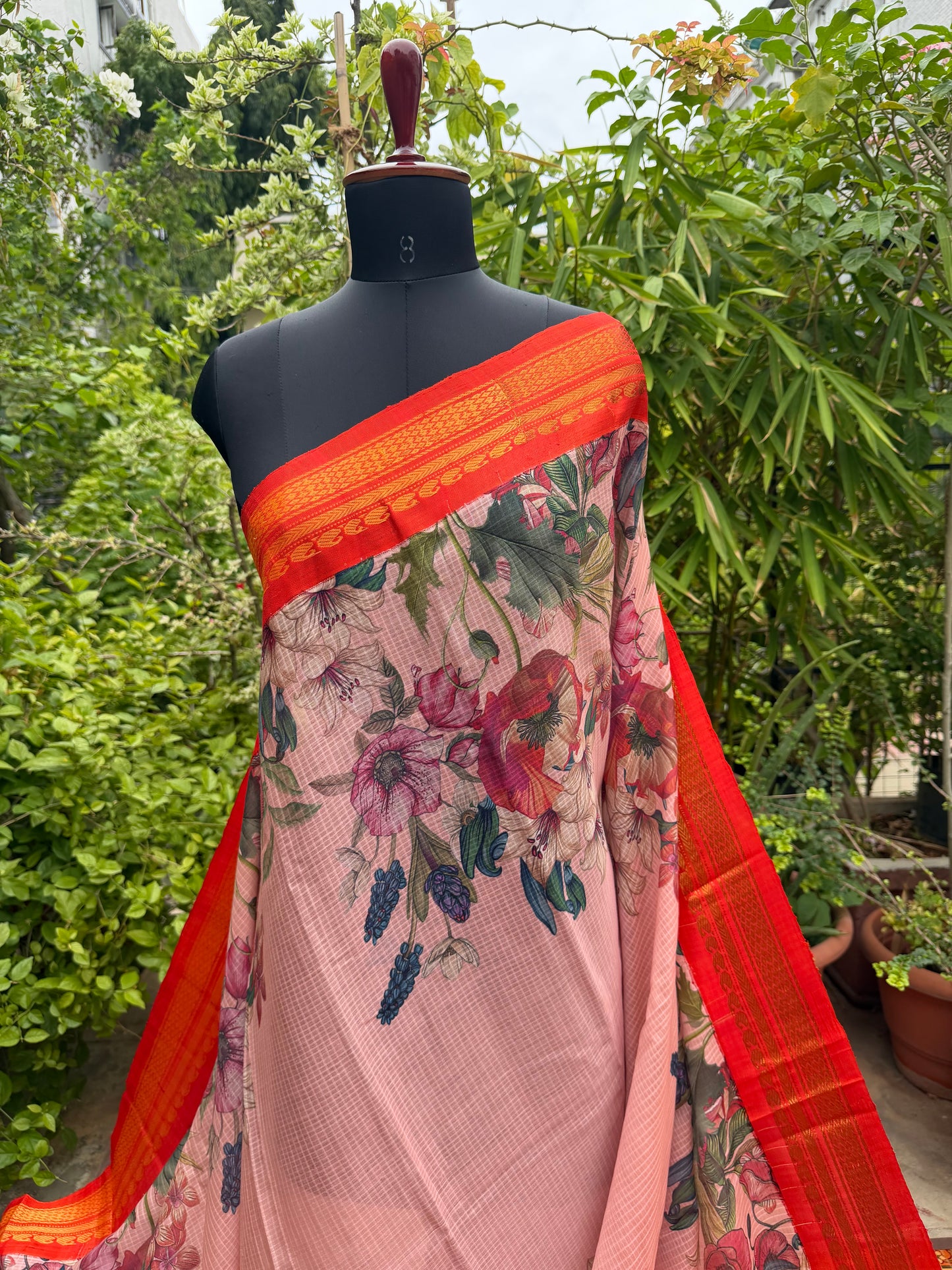 Gadwal cotton with digital print saree