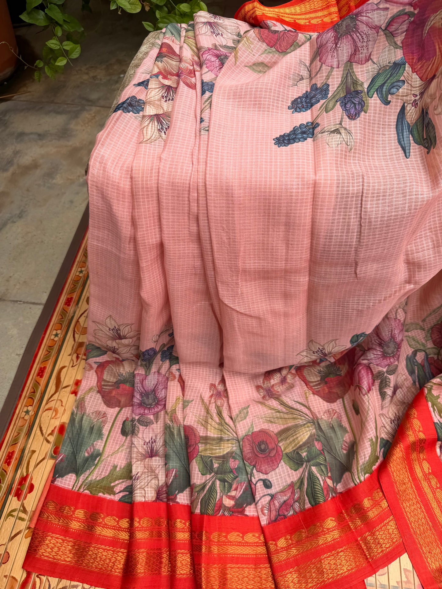 Gadwal cotton with digital print saree