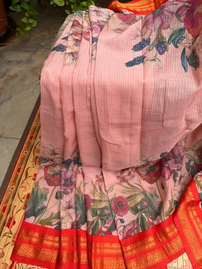Gadwal cotton with digital print saree