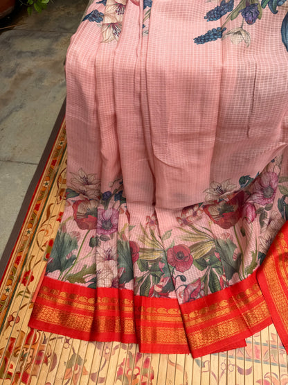 Gadwal cotton with digital print saree