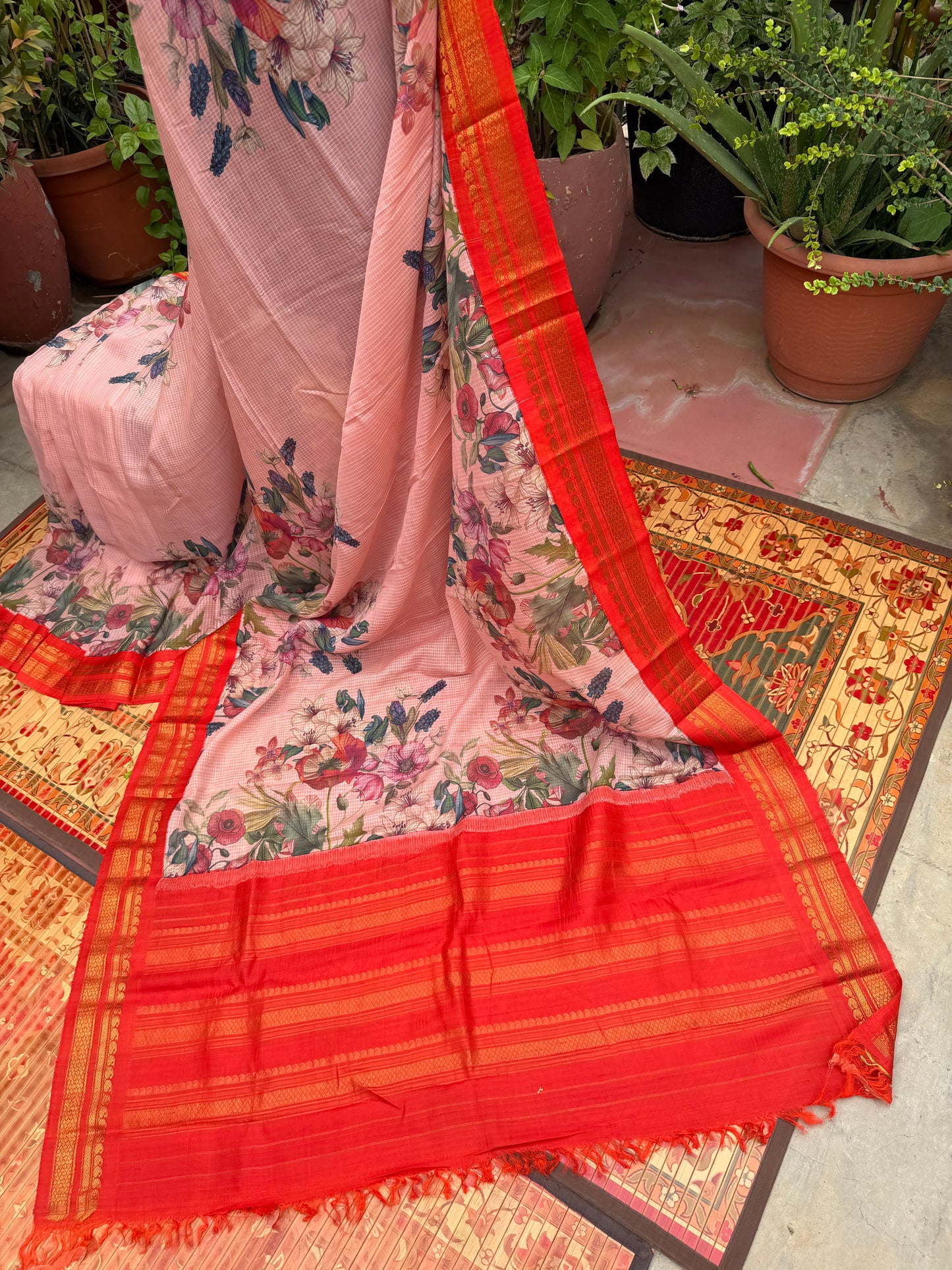 Gadwal cotton with digital print saree