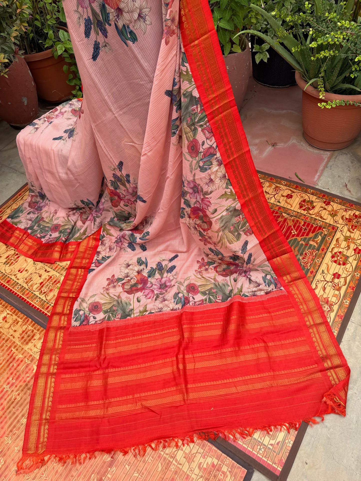 Gadwal cotton with digital print saree