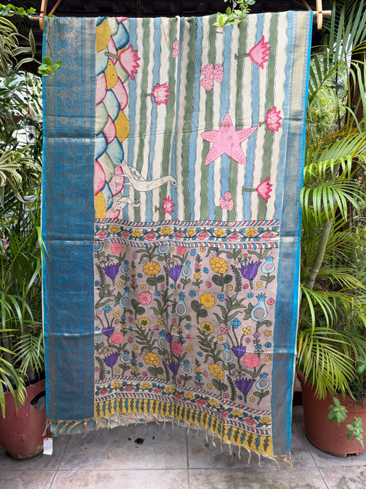 Silkcotton penkalamkari saree