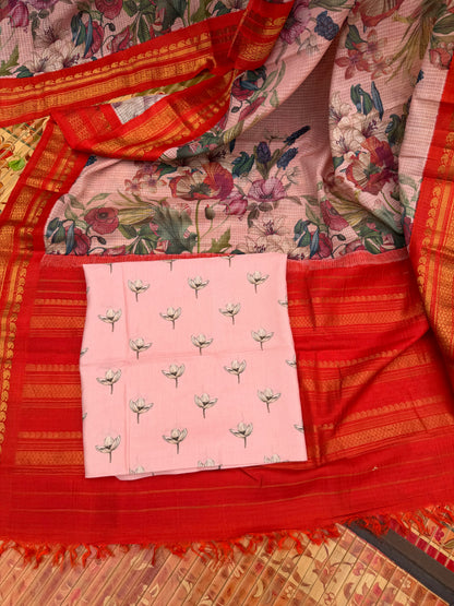 Gadwal cotton with digital print saree