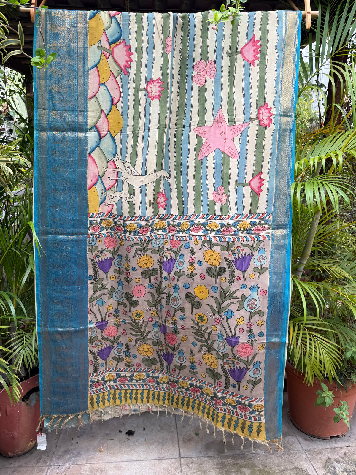 Silkcotton penkalamkari saree