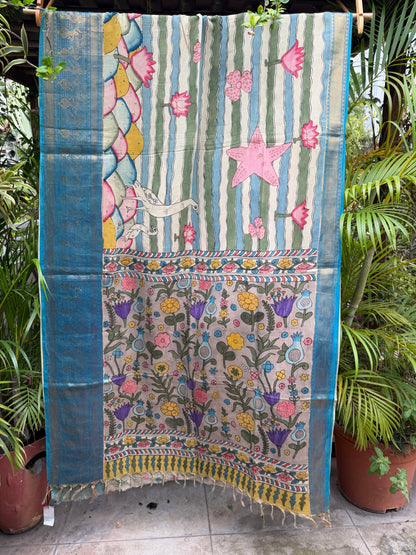 Silkcotton penkalamkari saree