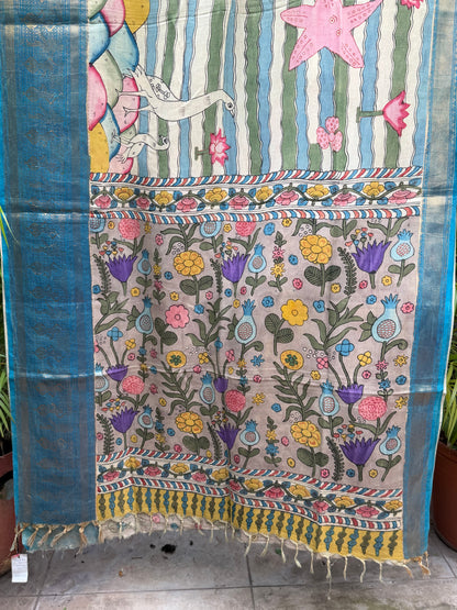 Silkcotton penkalamkari saree