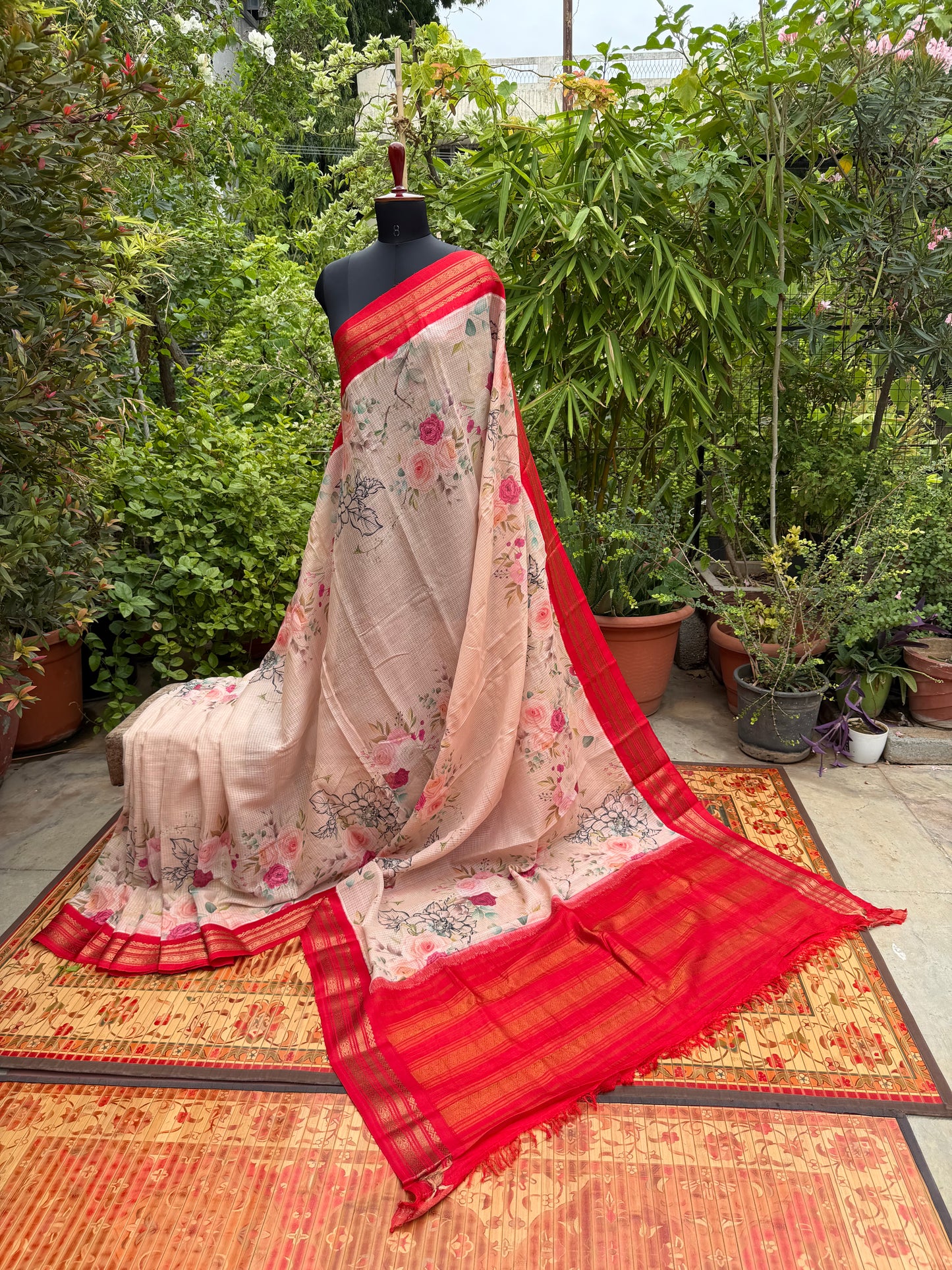 Gadwal cotton with digital print saree