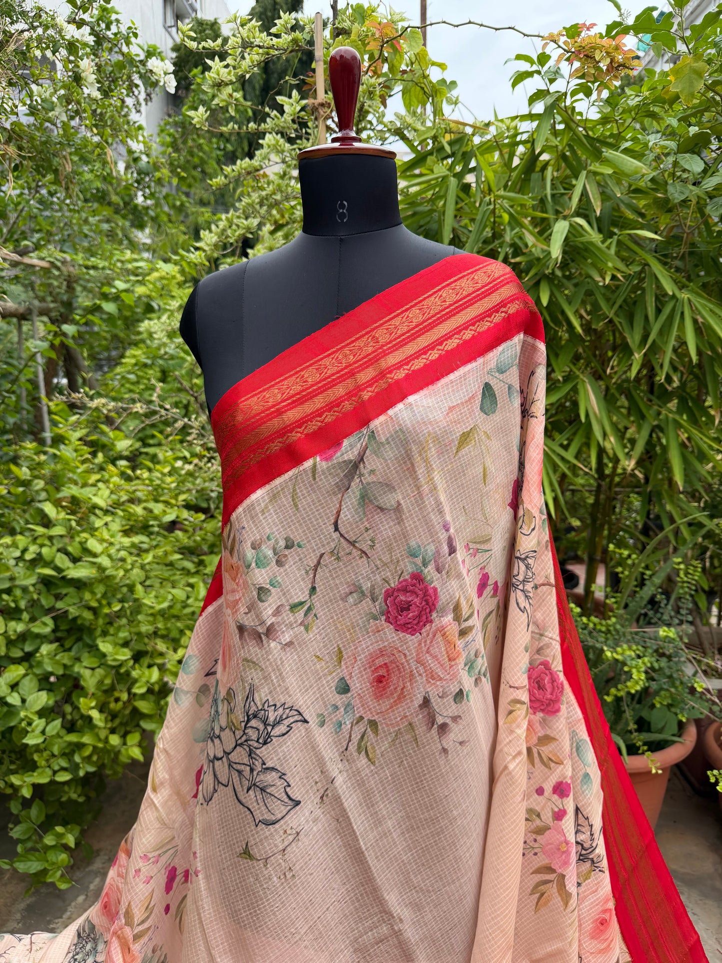 Gadwal cotton with digital print saree