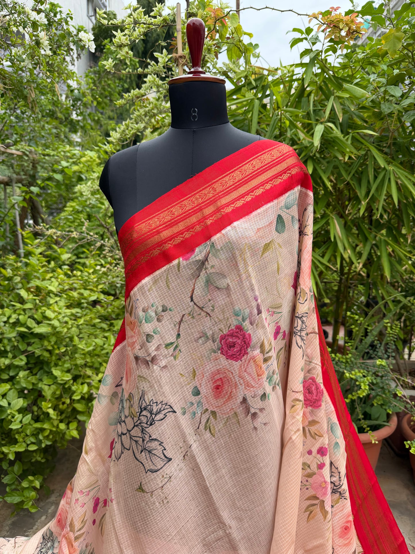 Gadwal cotton with digital print saree