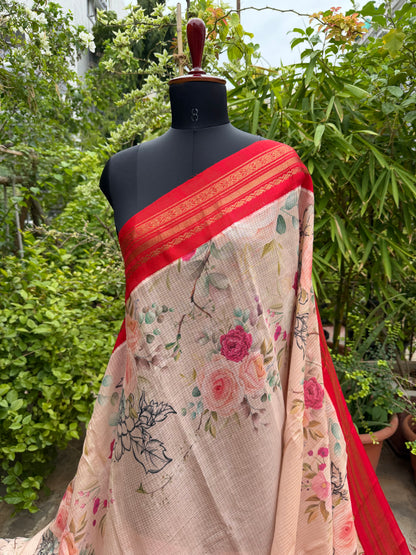 Gadwal cotton with digital print saree