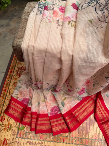 Gadwal cotton with digital print saree