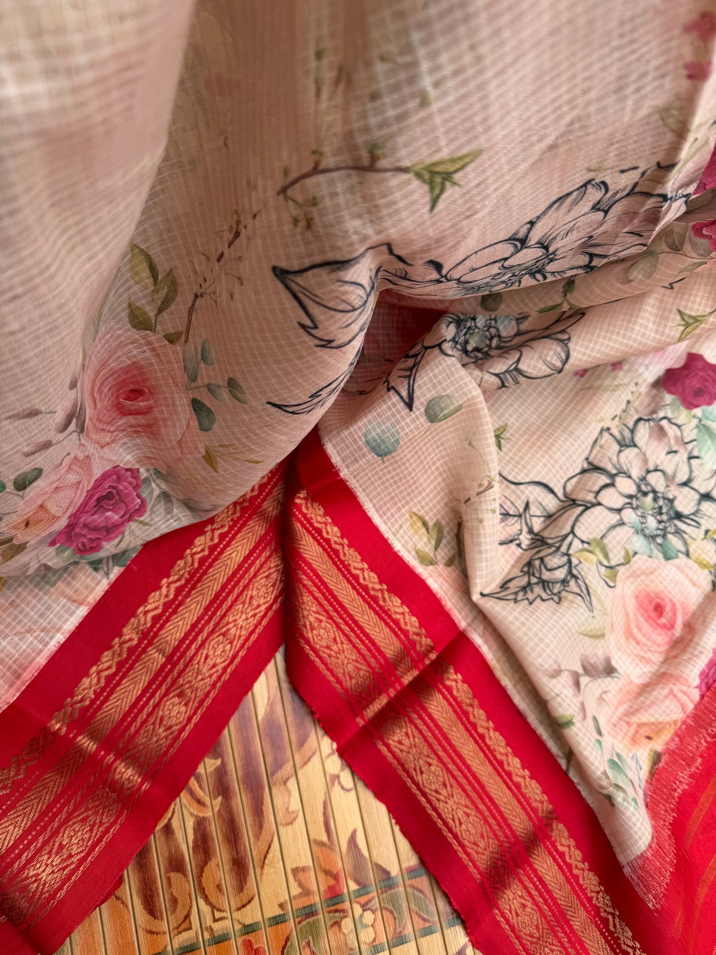 Gadwal cotton with digital print saree