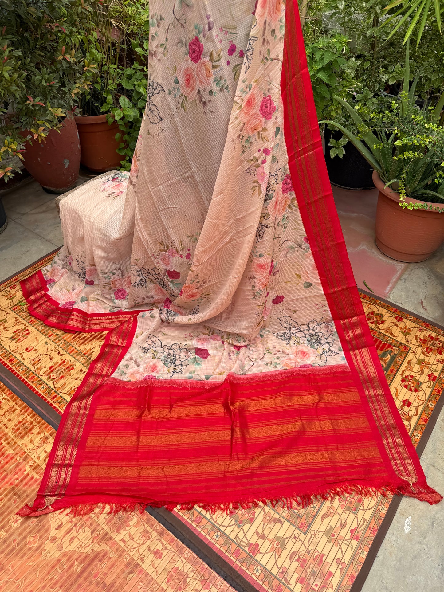 Gadwal cotton with digital print saree
