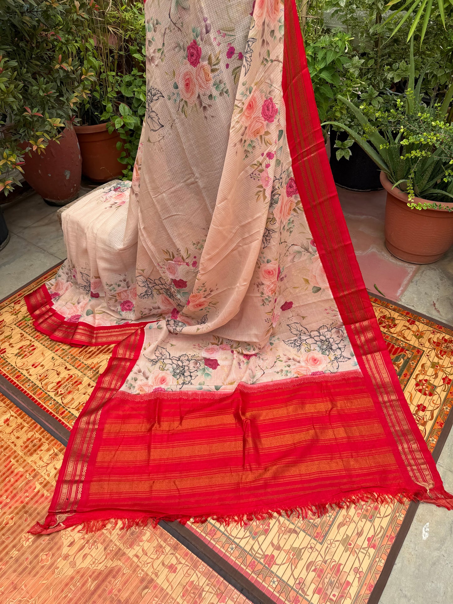 Gadwal cotton with digital print saree
