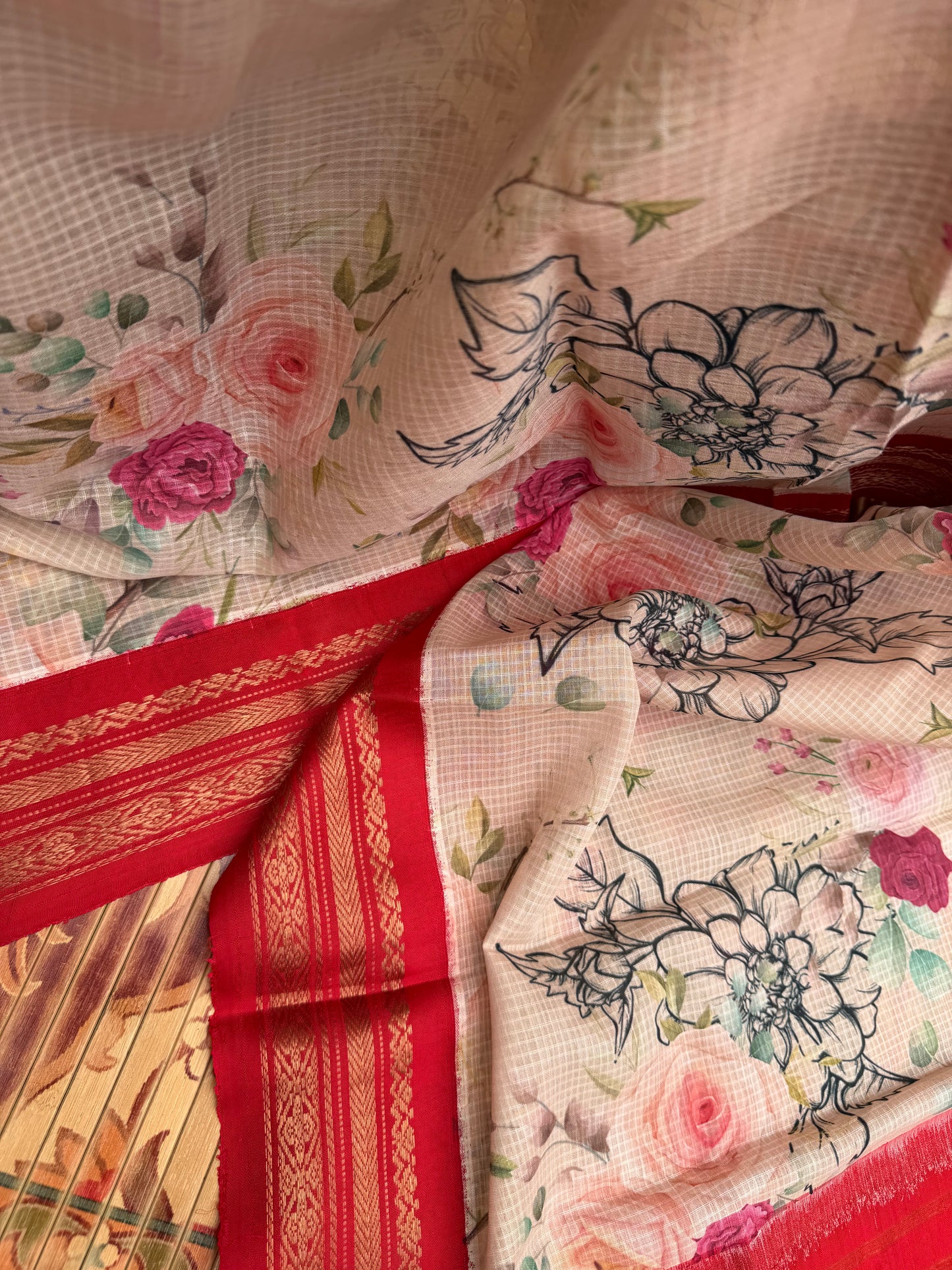 Gadwal cotton with digital print saree
