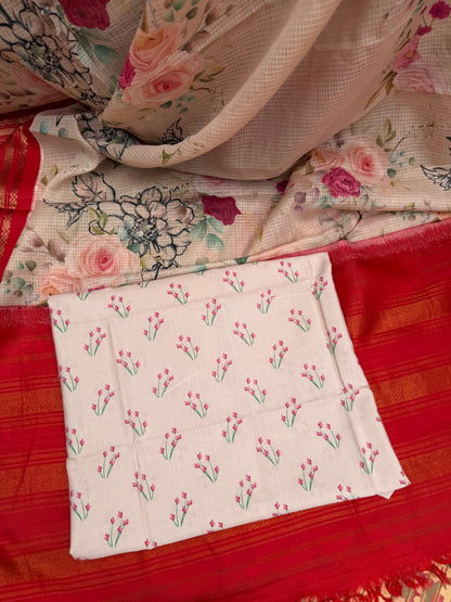 Gadwal cotton with digital print saree