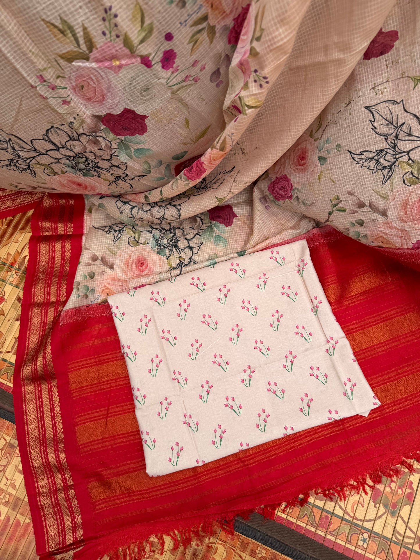 Gadwal cotton with digital print saree