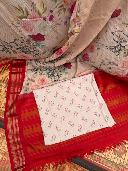 Gadwal cotton with digital print saree