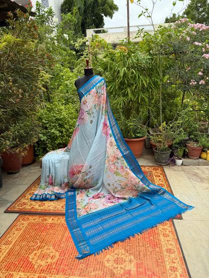 Gadwal cotton with digital print saree