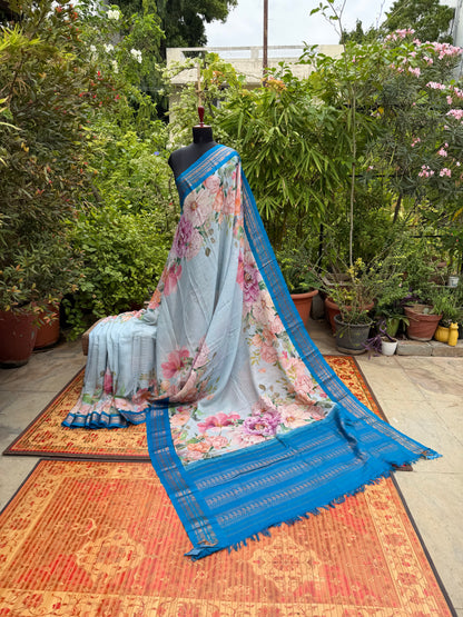 Gadwal cotton with digital print saree