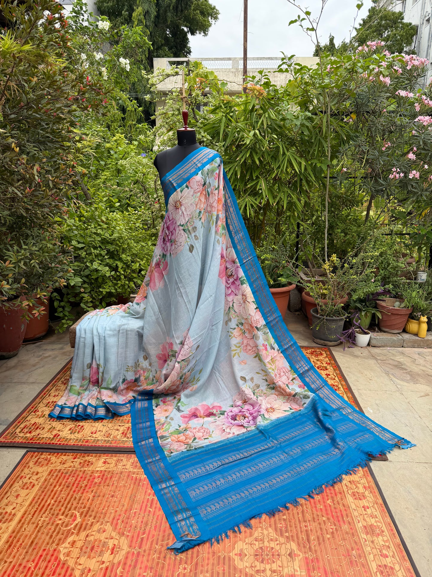 Gadwal cotton with digital print saree