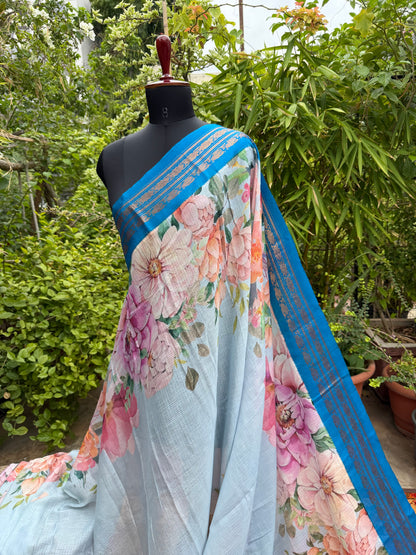 Gadwal cotton with digital print saree