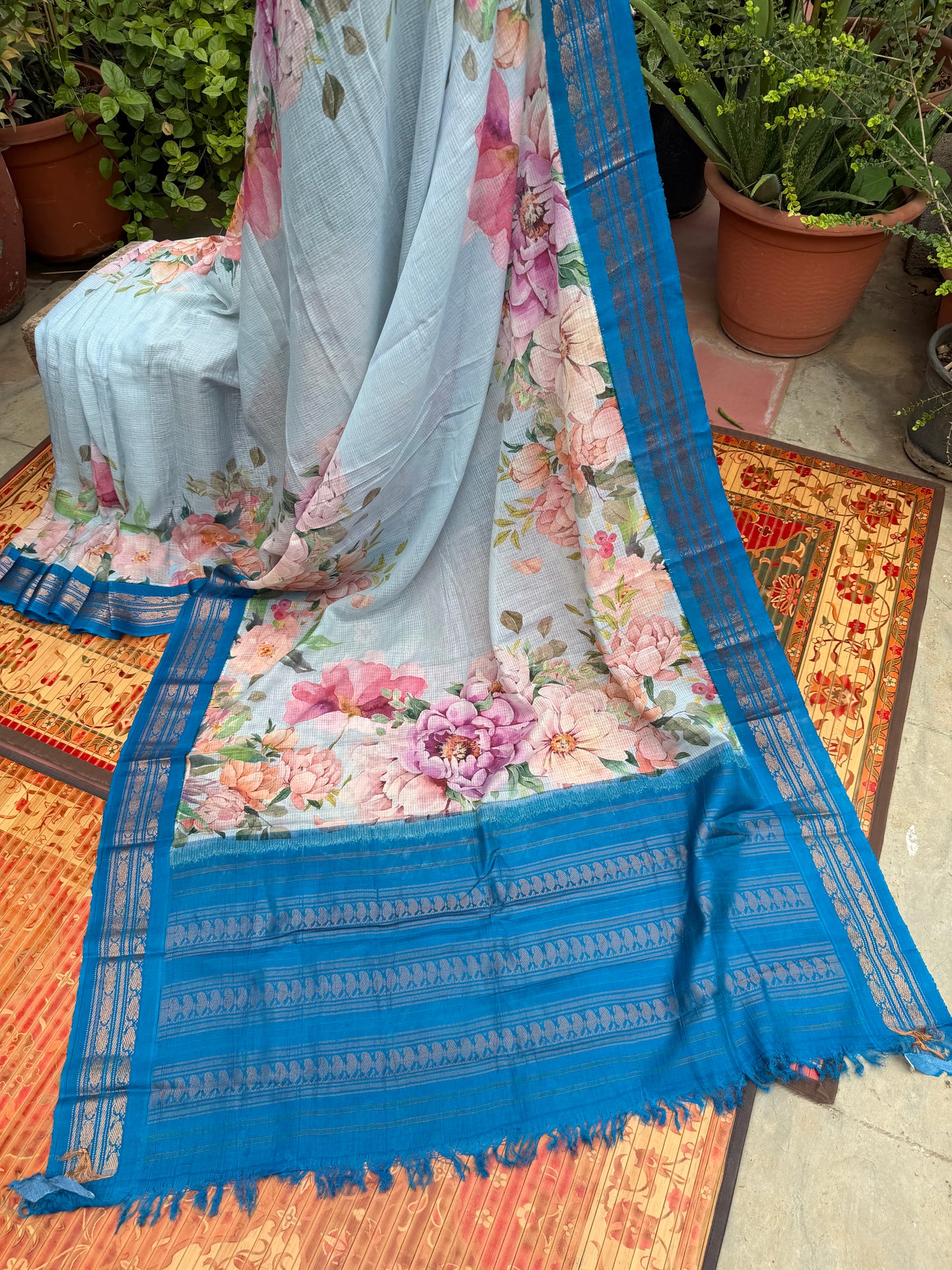 Gadwal cotton with digital print saree