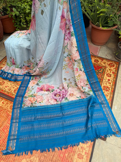 Gadwal cotton with digital print saree