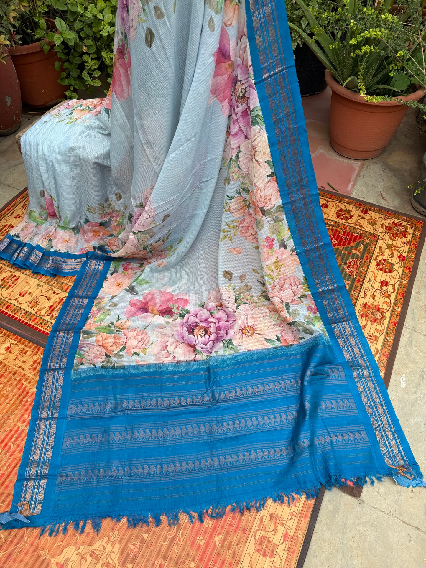 Gadwal cotton with digital print saree