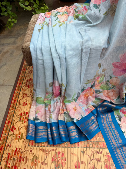Gadwal cotton with digital print saree