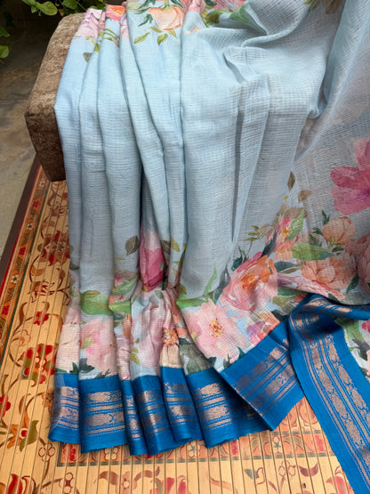 Gadwal cotton with digital print saree