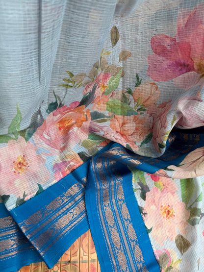 Gadwal cotton with digital print saree