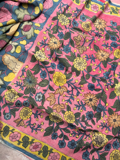 Silkcotton penkalamkari saree