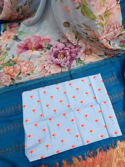 Gadwal cotton with digital print saree