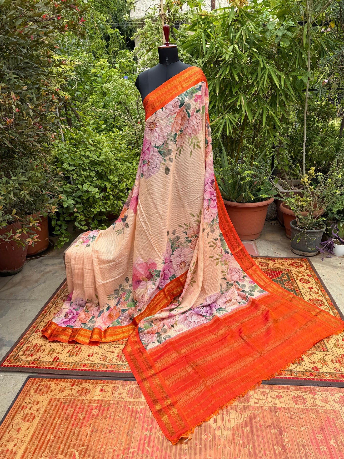 Gadwal cotton with digital print saree