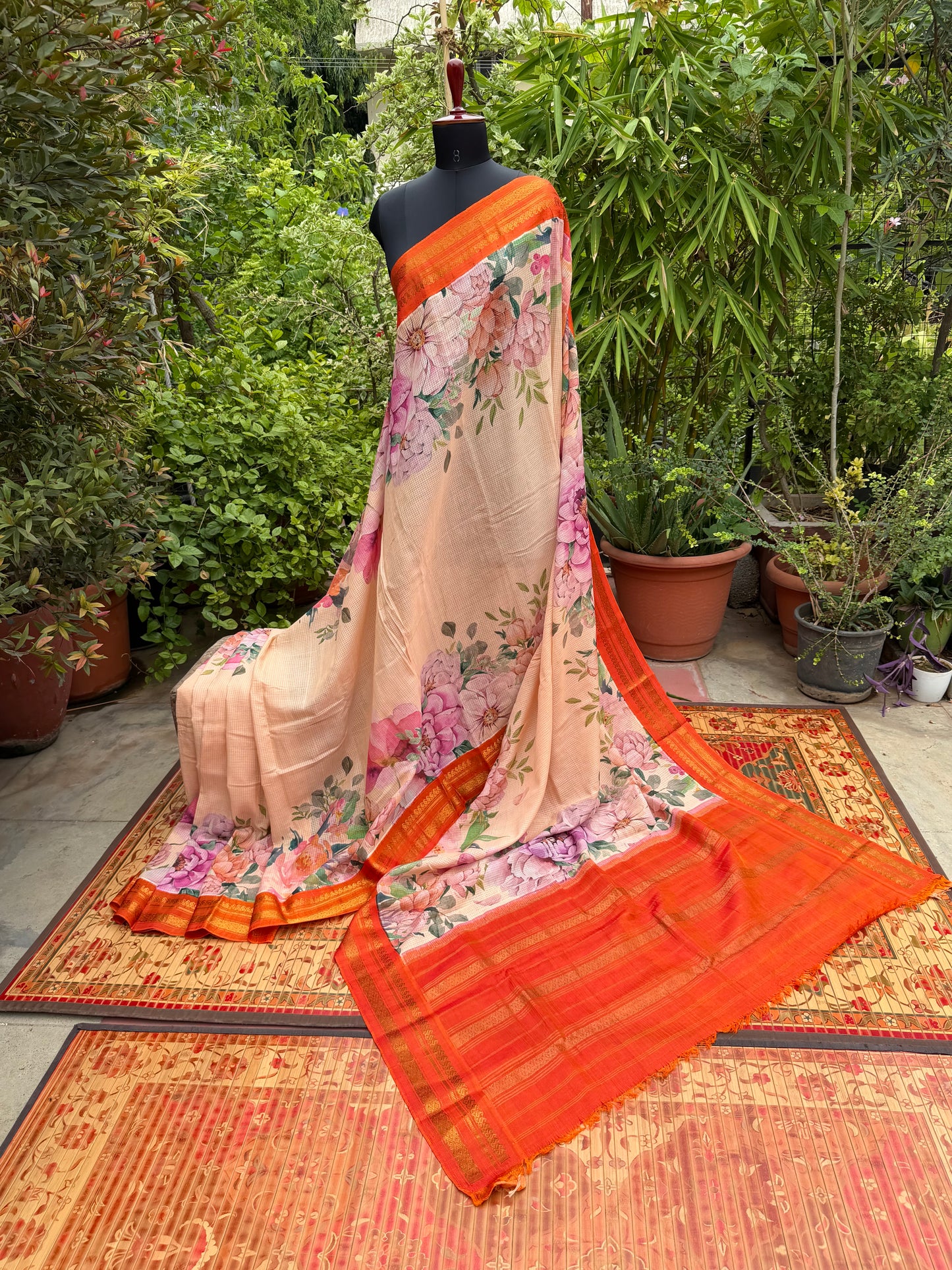 Gadwal cotton with digital print saree