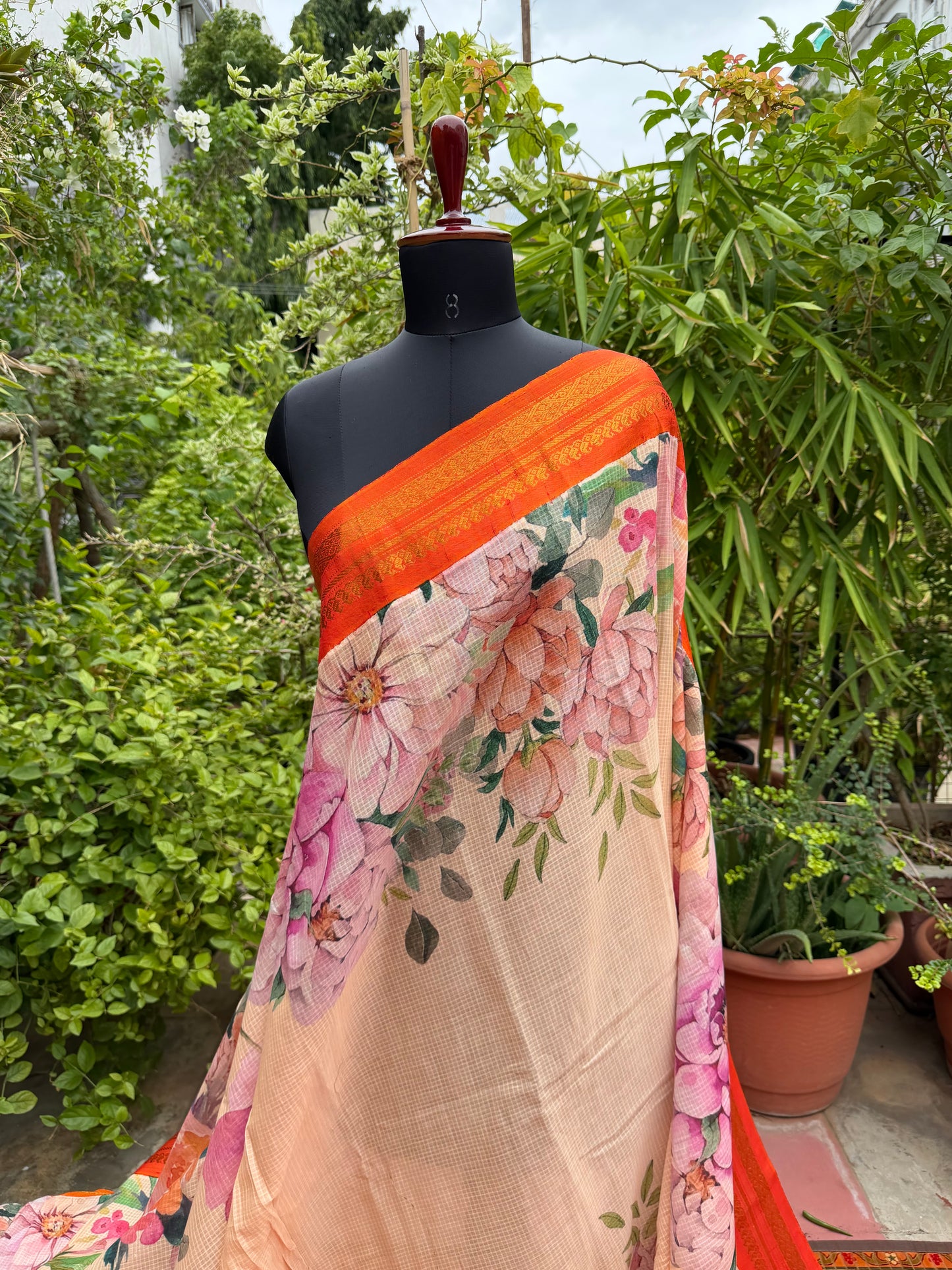 Gadwal cotton with digital print saree