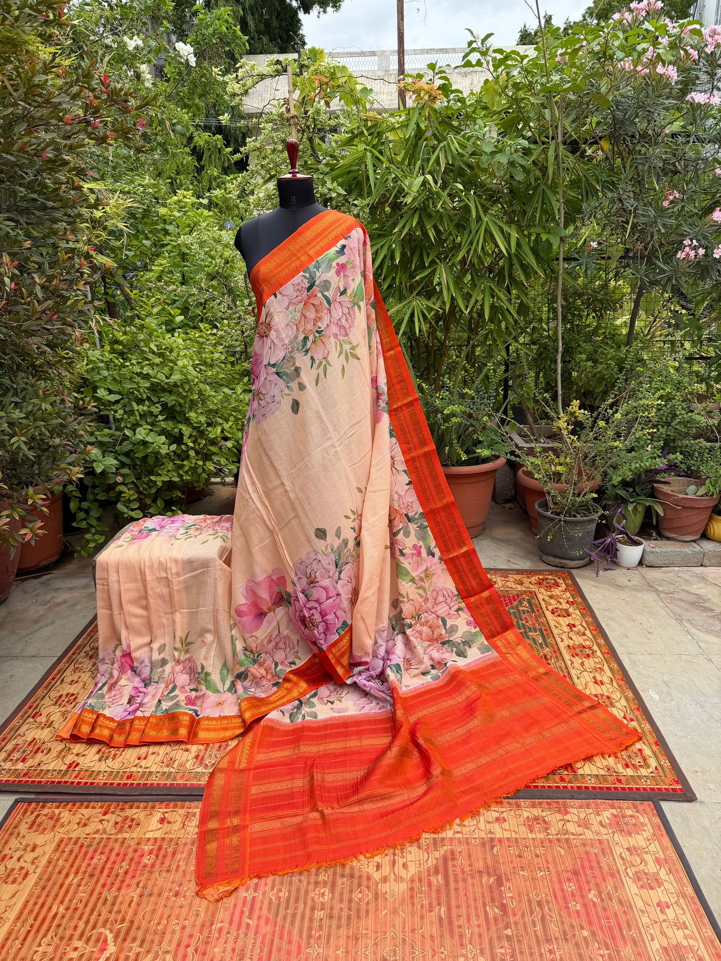 Gadwal cotton with digital print saree