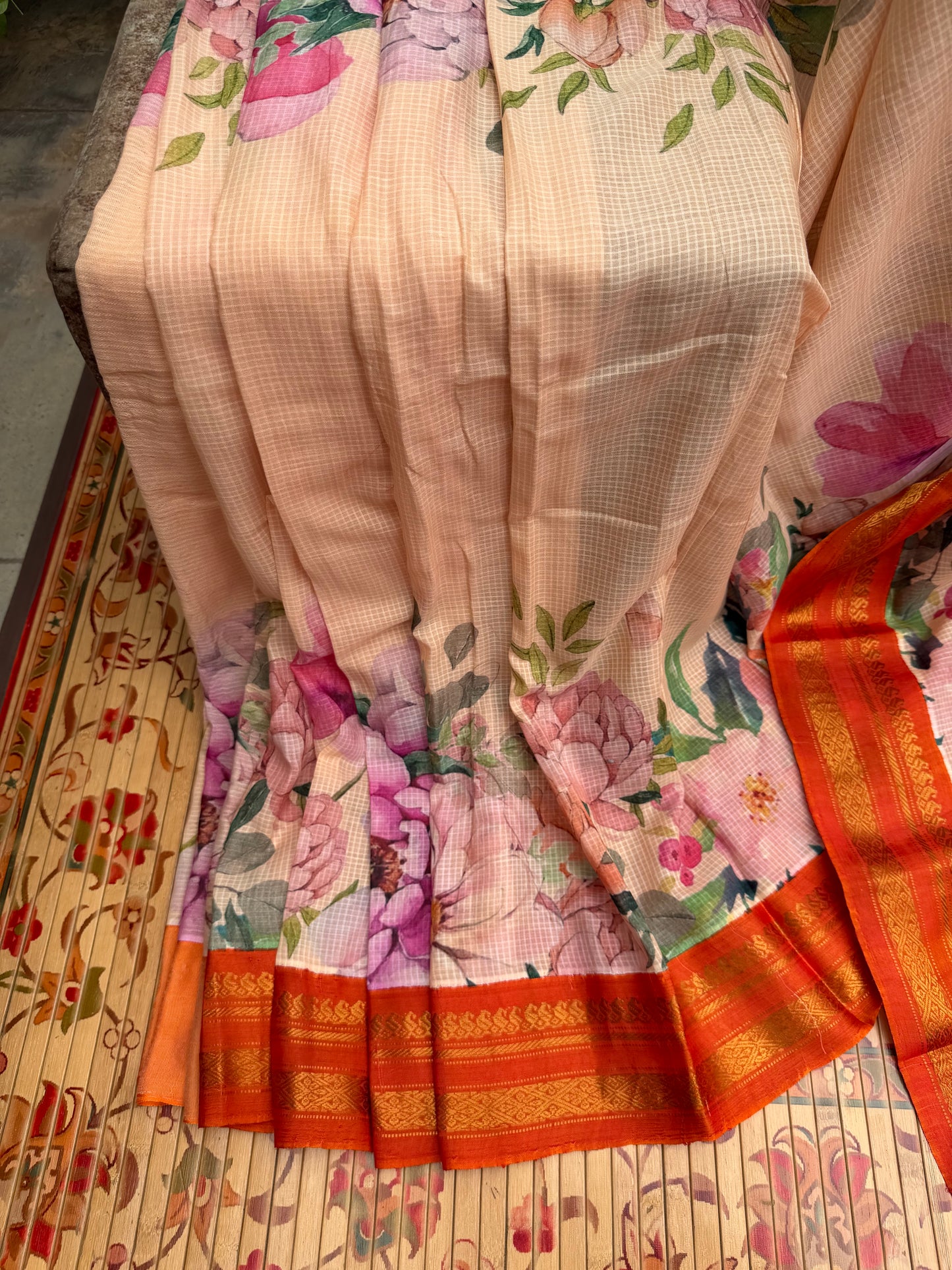 Gadwal cotton with digital print saree
