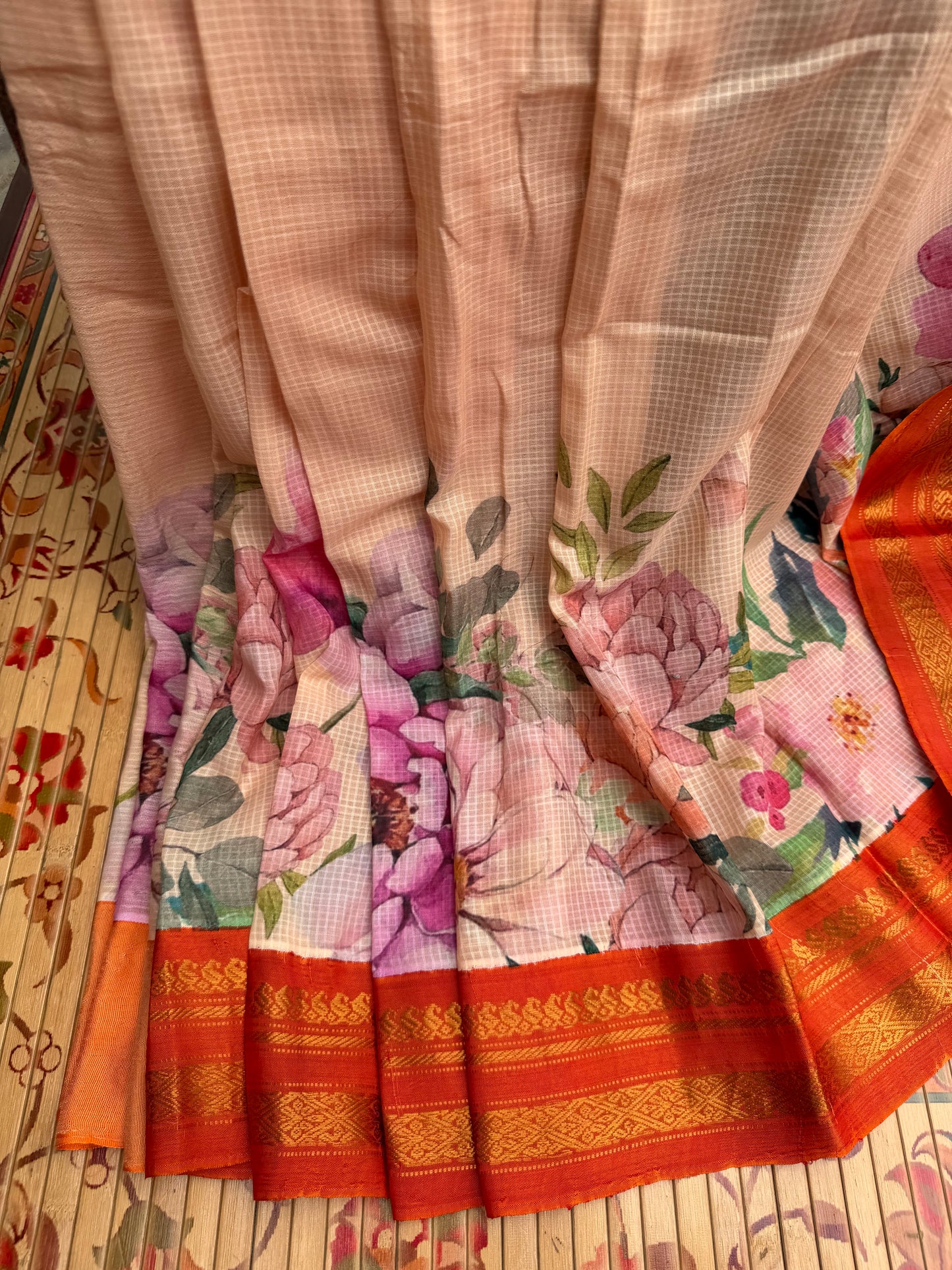 Gadwal cotton with digital print saree