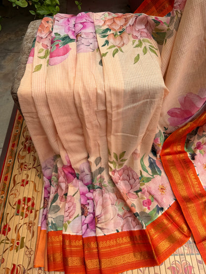 Gadwal cotton with digital print saree