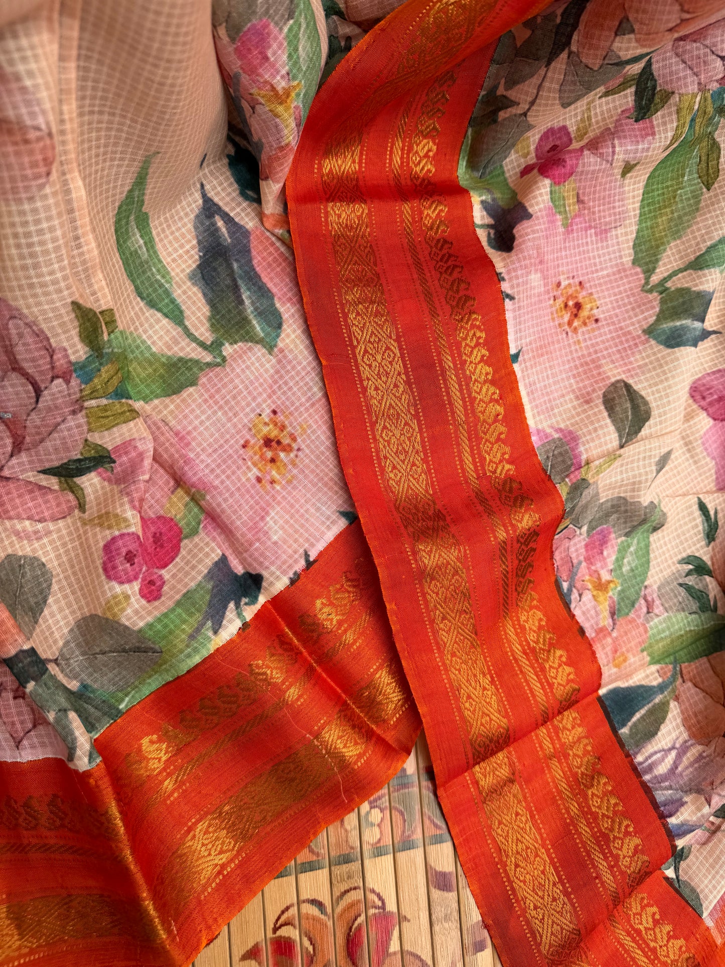 Gadwal cotton with digital print saree