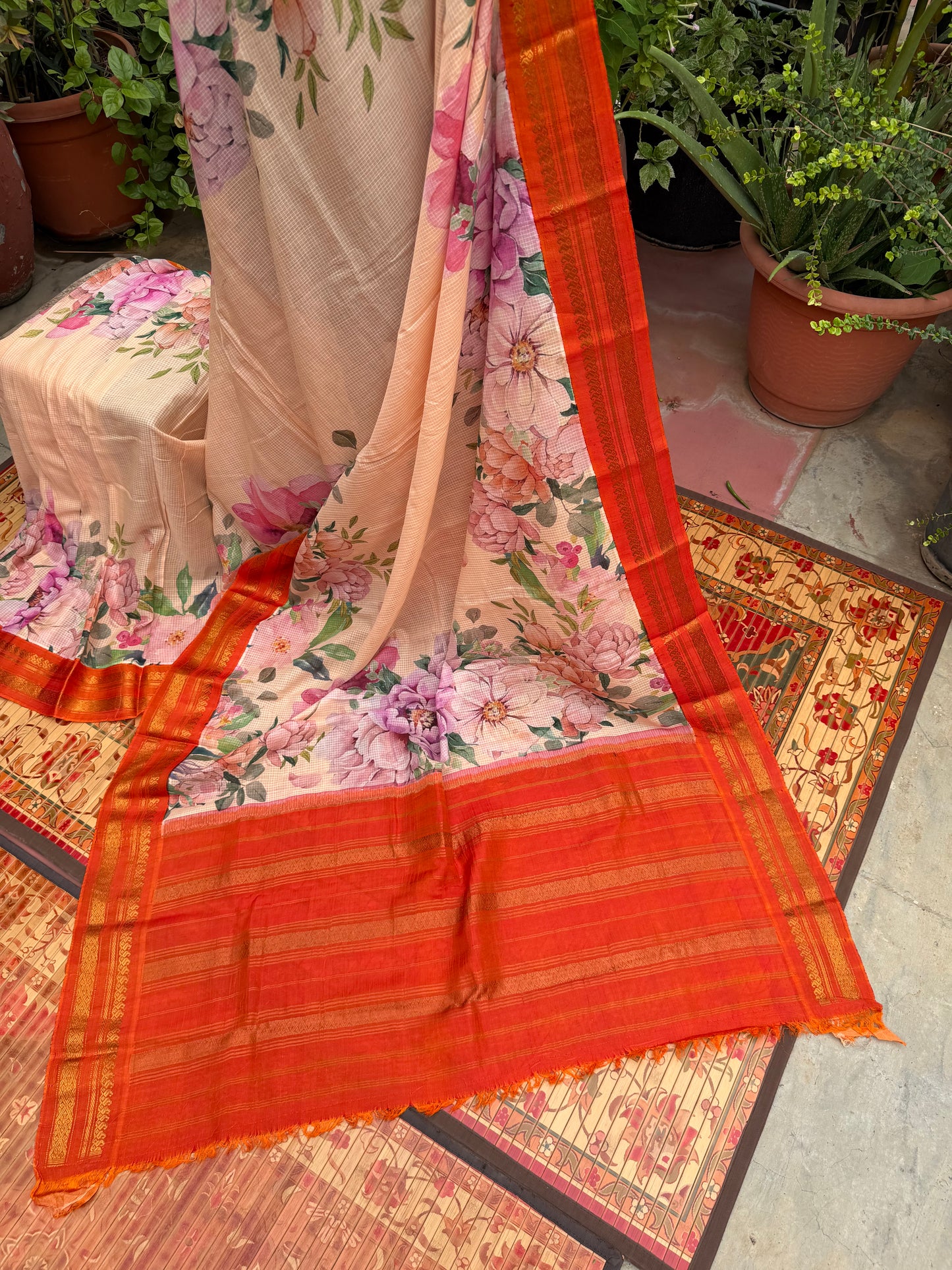Gadwal cotton with digital print saree