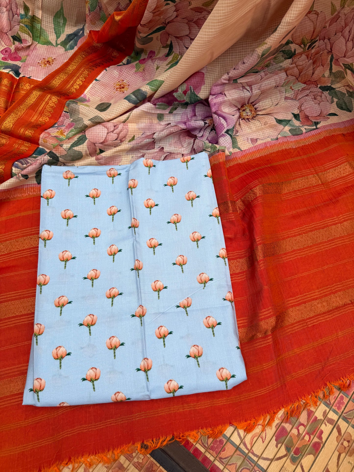 Gadwal cotton with digital print saree
