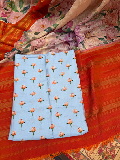 Gadwal cotton with digital print saree